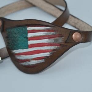 Us Flag Distressed Leather Eye Patch With Adjustable Buckle For Unisex