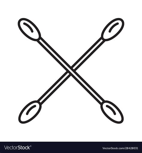 Crossed cotton buds linear icon Royalty Free Vector Image