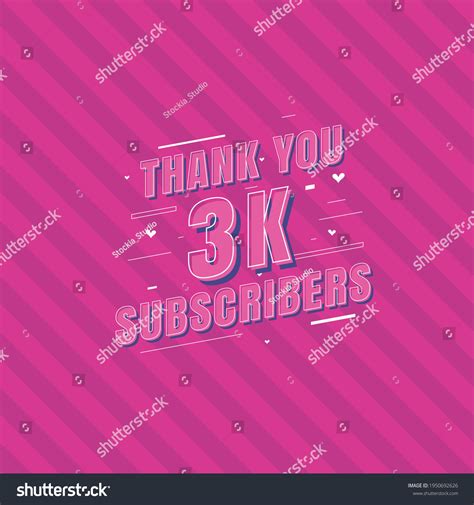 Thank You 3k Subscribers Celebration Greeting Stock Vector Royalty