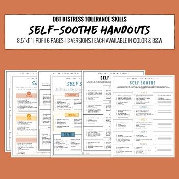 Self Soothe Distress Tolerance Dbt Skill Handouts By Kh Counseling