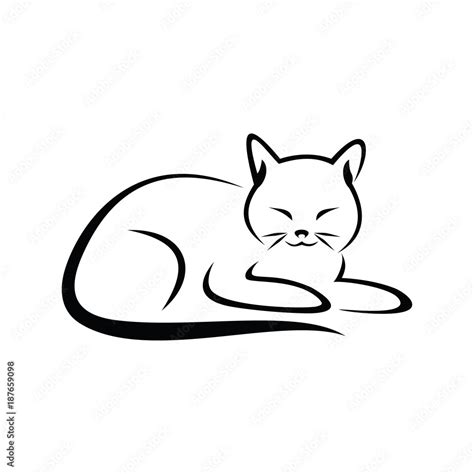 Cat simple line art vector illustration Stock Vector | Adobe Stock