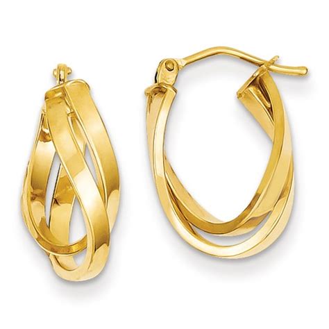 14kt Yellow Gold 3 4in Italian Double Interwined Hoop Earrings Z1240