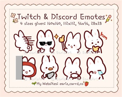 Twitch Emotes Discord Emotes Pack 8 Cute White Bunny Etsy