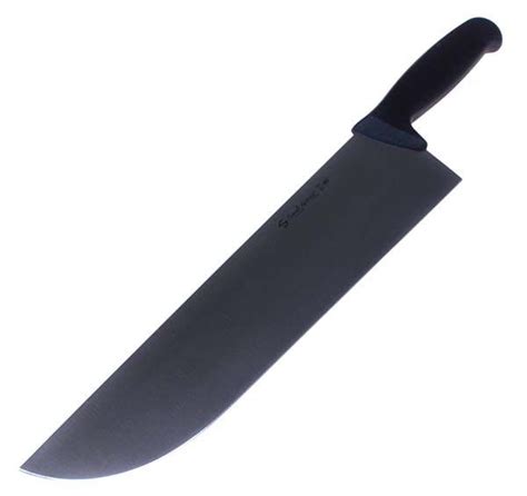 A Large Black Knife On A White Background