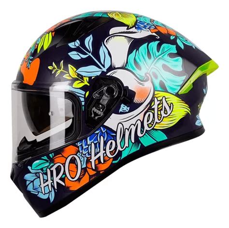 Casco Moto Hro Dv Flowerist Mujer Azul Certificado Dot