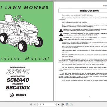 Iseki Lawn Tractor Sxg Sxg Operator Manual