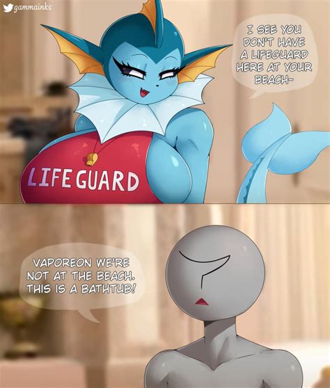 Rule 34 Anon Bathtub Lifeguard Meme Big Breasts Blue Skin Breasts Comic Costume Eeveelution