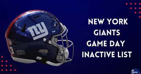 New York Giants Inactive/Lineup Report - Sports Illustrated New York ...