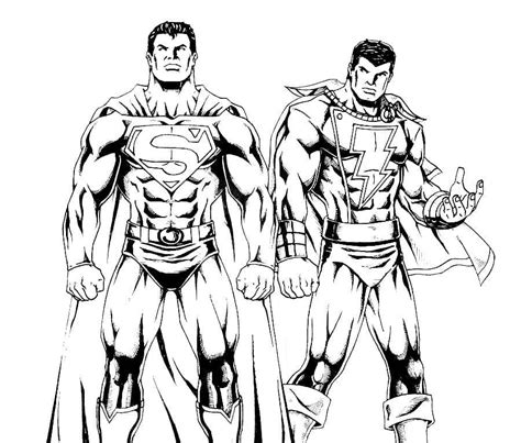 Superman And Shazam Coloring Page Free Printable Coloring Pages