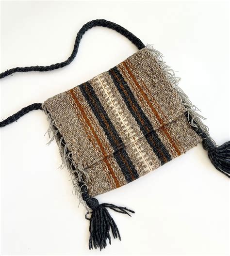 Navajo Handwoven Wool Bag Purse Vintage Southwest Weaving Oatmean Beige