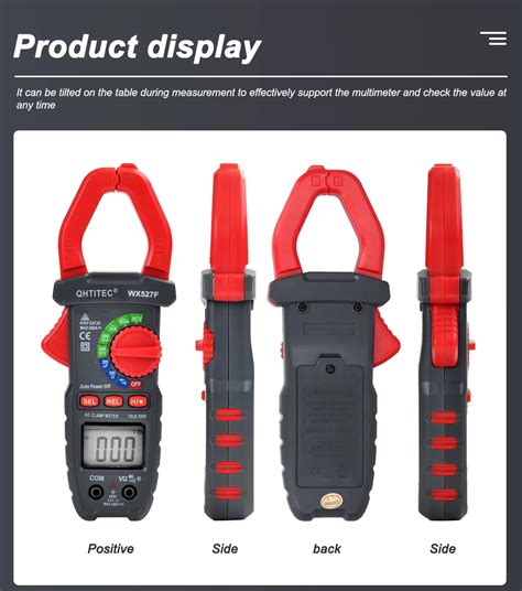 QHTITEC WX527F Digital Clamp Meter DC AC Current Multimeter LCD Display