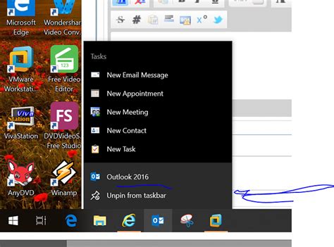 Removing Office Outlook Taskbar Icon - Windows 10 Forums