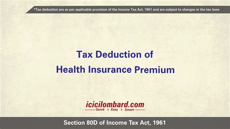 Tax Deduction Of Health Insurance Premium Youtube