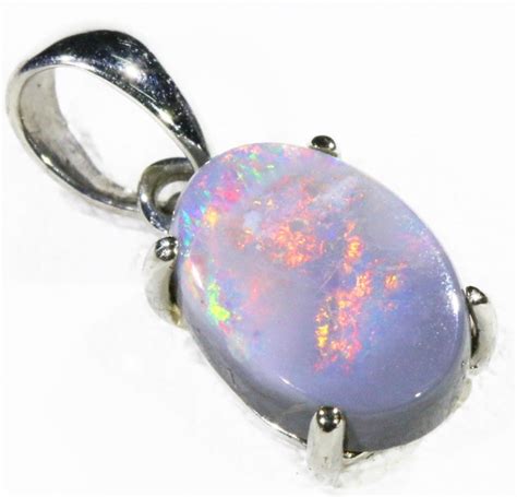 Black Opal Set In 18k White Gold Pendant CF 1144