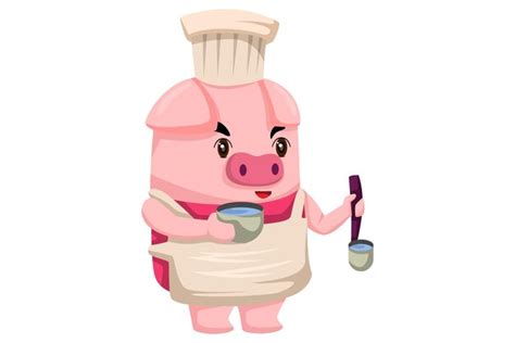 Premium Vector Cute Pig Chef Character Illustration