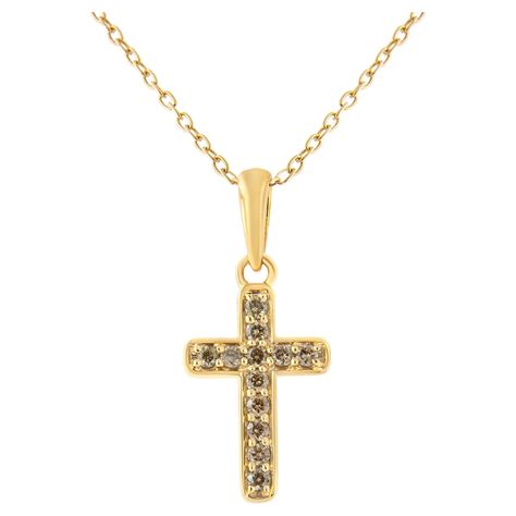 Collier Avec Pendentif Croix En Argent Sterling Jaune Carats Et