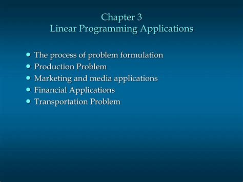 Ppt Chapter 3 Linear Programming Applications Powerpoint Presentation Id8860744