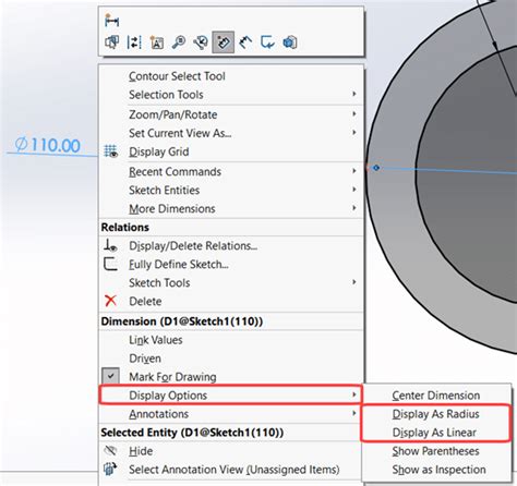 Solidworks 2022 Whats New Radius And Diameter Dimensions