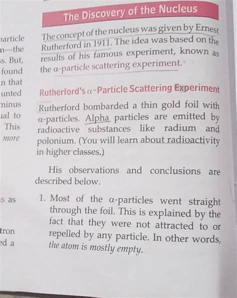 The Discovery of the Nucleus The concept of the nucleus was given by Erne..