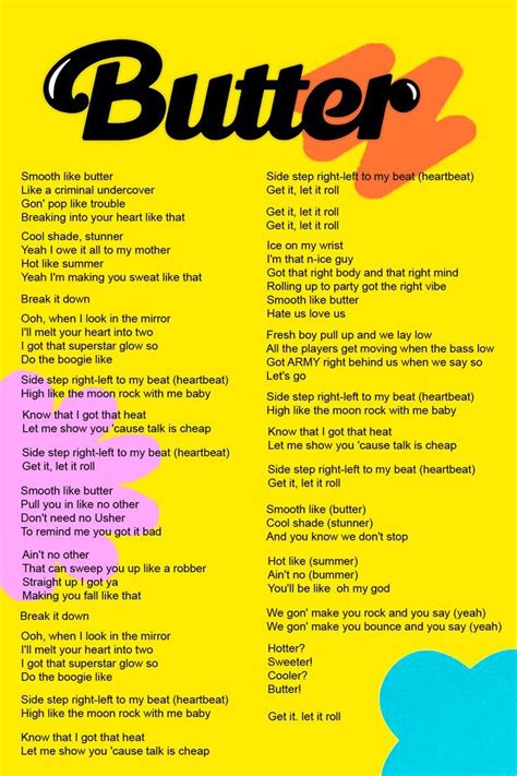 Butter Lyrics Card Bts Lyrics Quotes Bts Song Lyrics Pop Lyrics