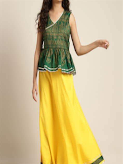 Buy Sangria Girls Yellow Green Ethnic Motifs Print Ready To Wear