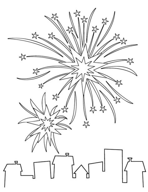 Coloriage Feu d artifice couleur dessin gratuit à imprimer