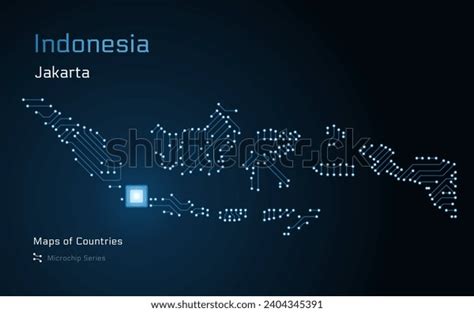 Indonesia Map Capital Jakarta Shown Microchip Stock Vector (Royalty ...