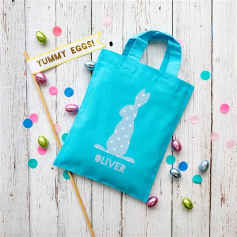 Personalised Blue Bunny Easter Bag Easter Bags Stickerscape Uk