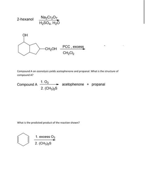 Solved 2 Hexanol H2SO4 H2ONa2Cr2O7 PCC Excess Compound A On Chegg