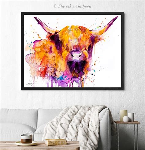 Vache Highland Aquarelle Impression Par Slaveika Aladjova Art Etsy France