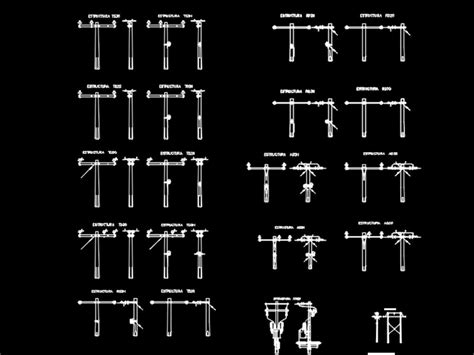 Estructuras En Media Tension Norma Cfe En AutoCAD Librería CAD