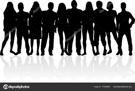 Grupo De Personas Multitud De Personas Siluetas Stock Vector By