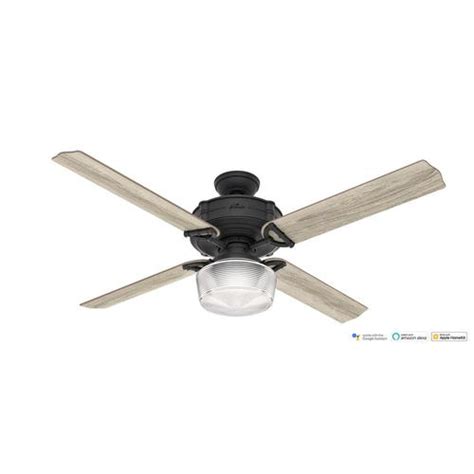 Hunter Brunswick Wifi Enabled 60 In Matte Black Led Indoor Smart Ceiling Fan With Light Kit And