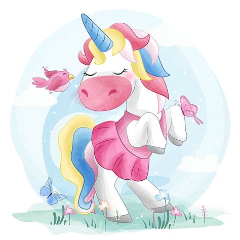 Dancing Unicorn Vector Hd Images Cute Unicorn Dancing With Bird