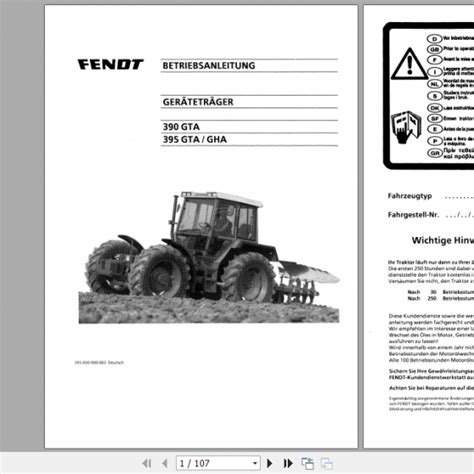 Fendt Tractor Xylon Vin Operator Technical Data Workshop