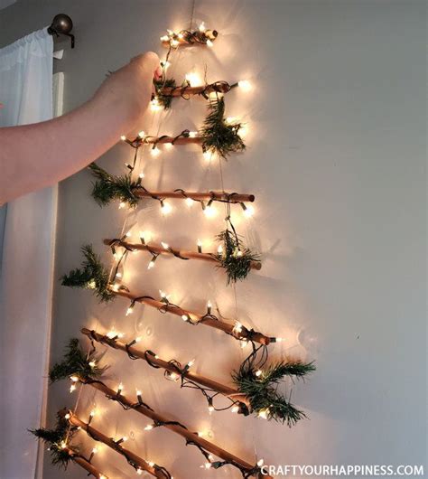 Diy Hanging Wall Christmas Tree From Dowels