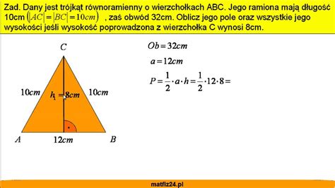 Dany Jest Trojkat Rownoramienny W Ktorym Ramie O Dlugosci 20 Question