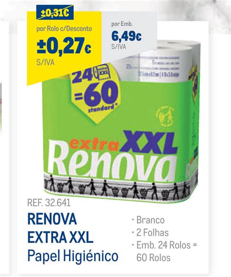 Promoção Renova Extra XXL Papel Higiénico 60 Rolos em Makro