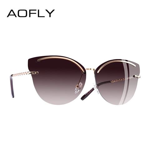 Aofly Authentic Cat Eye Sunglasses Brown Gold