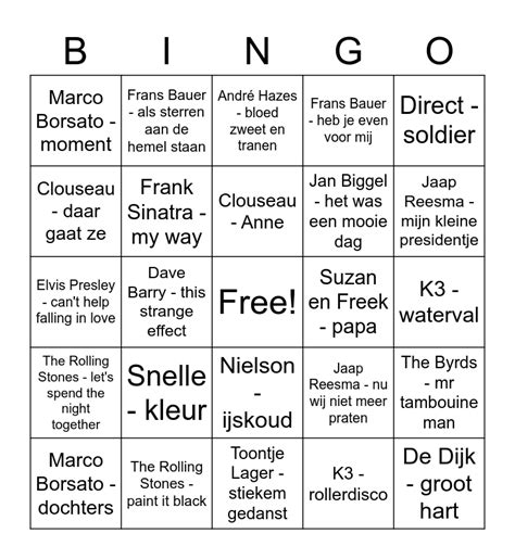 Muziekbingo Card