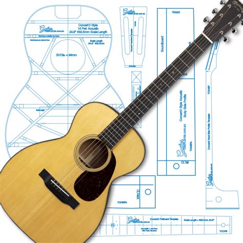 Concert 0 Style Acoustic Guitar Template Set - Guitar Templates