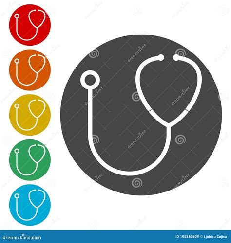 Simple Stethoscope Icons Set Stock Illustration Illustration Of