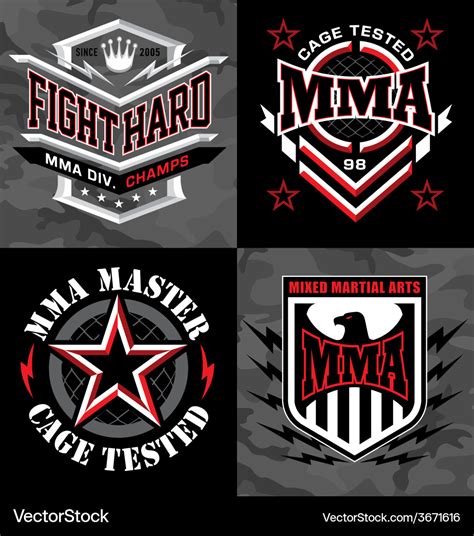 Mma Mixed Martial Arts Emblem Badges Royalty Free Vector