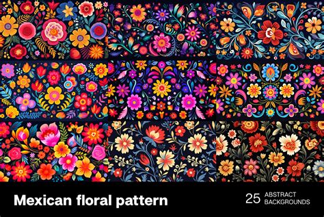 Mexican floral backgrounds on Yellow Images Creative Store - 122244