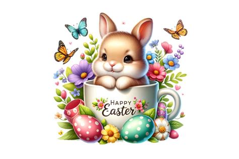 Cute Bunny Easter Clipart, Happy Easter (3326694)