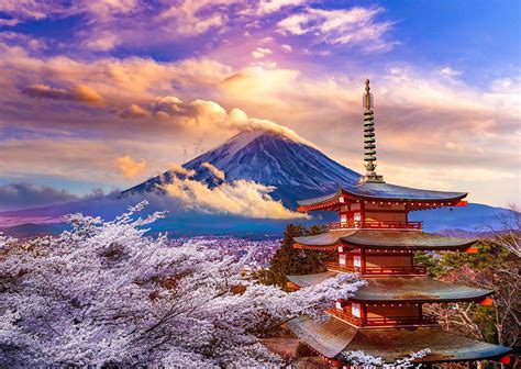 Puzzle Mont Fuji Au Printemps Japon Pieces Puzzlemania Fr