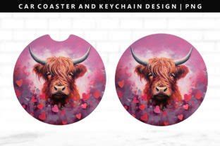 Highland Cow Car Coaster Sublimation Graphic By StasyLionet Creative