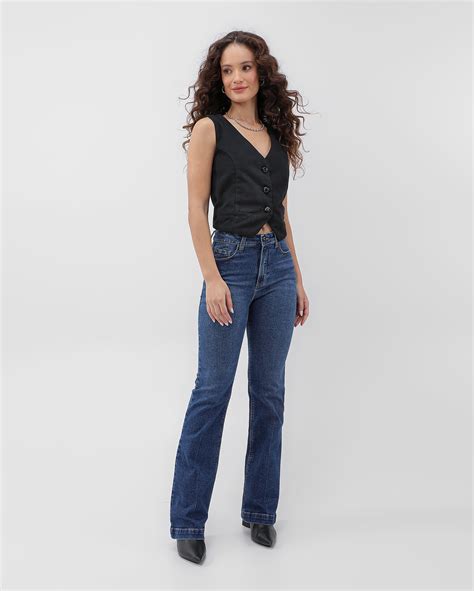 Riachuelo Calça jeans feminina bootcut passantes denim médio AK