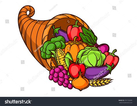 Harvest Illustration Autumn Cornucopia Seasonal Fruits Stock Vector