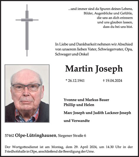 Traueranzeigen Von Martin Joseph Trauer In Nrw De